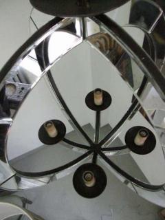 Two Italian Mid Century Modern Style Astrolabe Mirrored Pendants Chandeliers - 1776174