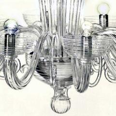 Two Italian Midcentury Style Clear Murano Venetian Glass Ten Arm Chandeliers - 1746401