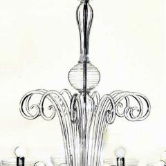 Two Italian Midcentury Style Clear Murano Venetian Glass Ten Arm Chandeliers - 1746403