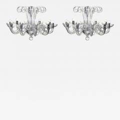 Two Italian Midcentury Style Clear Murano Venetian Glass Ten Arm Chandeliers - 1750305
