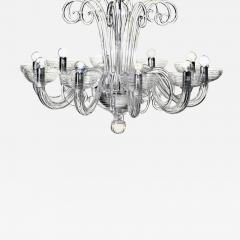 Two Italian Midcentury Style Clear Murano Venetian Glass Ten Arm Chandeliers - 1750306