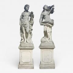 Two Italian Stone Garden Sculptures of Apollo and Roman Goddess - 1662419