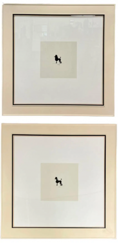 Two Large Poodles Silhouette in Custom Matted Frames - 2490403