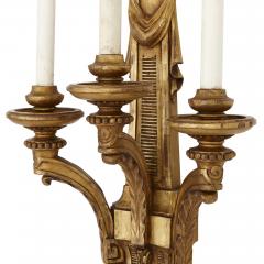 Two Louis XVI style carved giltwood wall sconces - 1577226