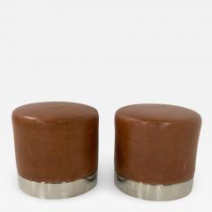 Two Modern Leather and Chrome Stools - 1311721