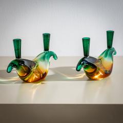 Two Murano Glass Candleholders by Flavio Poli for Seguso Italy - 4431122