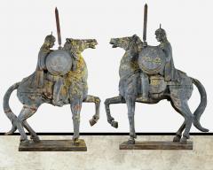 Two Ottoman horsemen large cast iron garden statues pendant France circa 1950 - 3351414