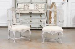 Two Pairs of Scandinavian Rococo Style Painted Armchairs - 3441739