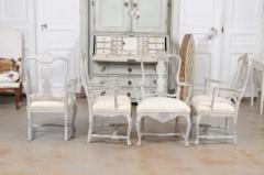 Two Pairs of Scandinavian Rococo Style Painted Armchairs - 3441740