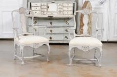Two Pairs of Scandinavian Rococo Style Painted Armchairs - 3441742