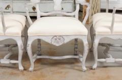 Two Pairs of Scandinavian Rococo Style Painted Armchairs - 3441907