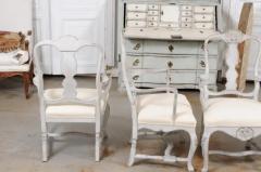 Two Pairs of Scandinavian Rococo Style Painted Armchairs - 3441953