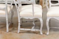 Two Pairs of Scandinavian Rococo Style Painted Armchairs - 3442067