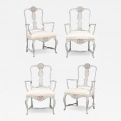 Two Pairs of Scandinavian Rococo Style Painted Armchairs - 3444437