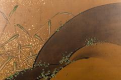 Two Panel Screen A Sedge of Cranes in a Rolling Landscape with Gold Dust Clouds - 1920262