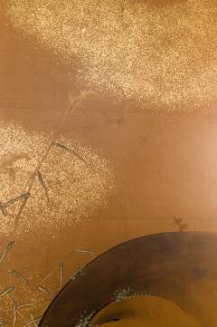 Two Panel Screen A Sedge of Cranes in a Rolling Landscape with Gold Dust Clouds - 1920267