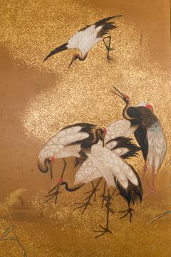 Two Panel Screen A Sedge of Cranes in a Rolling Landscape with Gold Dust Clouds - 1920282