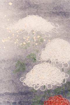 Two Panel Screen Chrysanthemums Through the Mist Rare Obara Paper Art Screen - 1939431