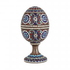 Two Russian silver gilt and cloisonn enamel Easter eggs on stands - 3552865