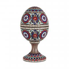 Two Russian silver gilt and cloisonn enamel Easter eggs on stands - 3552872