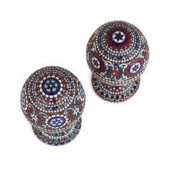 Two Russian silver gilt and cloisonn enamel Easter eggs on stands - 3552903