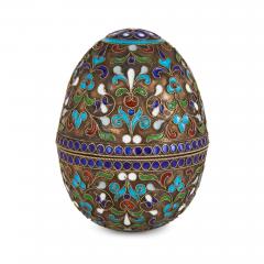Two Russian silver gilt and cloisonn enamel eggs on stands - 3552900