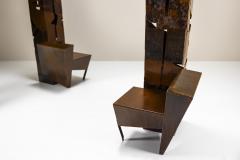 Two Sculptural Chairs in Rusted Metal by Laurent Mollon France 2016 - 3886621