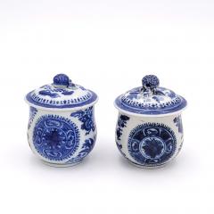Two Similar Pots de Cr me in Blue Fitzhugh Pattern China circa 1780 - 3055056