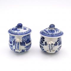 Two Similar Pots de Cr me in Blue Fitzhugh Pattern China circa 1780 - 3055057