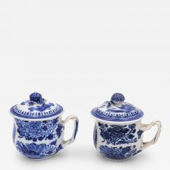 Two Similar Pots de Cr me in Blue Fitzhugh Pattern China circa 1780 - 3056704