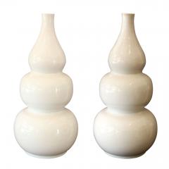 Two Substantial Vintage White Gourd Shape Vases - 1447559