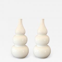 Two Substantial Vintage White Gourd Shape Vases - 1955331
