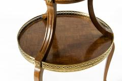 Two Tier Marble Top Marquetry Side or End Table - 716884