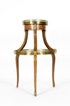 Two Tier Marble Top Marquetry Side or End Table - 716887