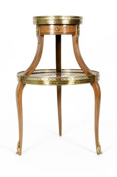 Two Tier Marble Top Marquetry Side or End Table - 716890