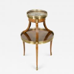 Two Tier Marble Top Marquetry Side or End Table - 718808