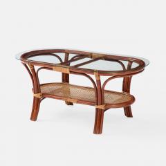 Two Tier Oval Coffee Table in Bamboo and Rattan - 3291430