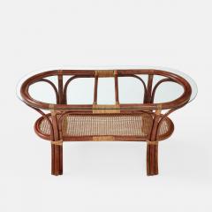 Two Tier Oval Coffee Table in Bamboo and Rattan - 3291434