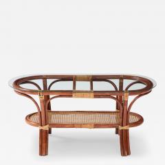 Two Tier Oval Coffee Table in Bamboo and Rattan - 3293629