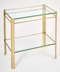Two Tiered Bronze Side Table with Clear Glass Shelves France 1970s - 4587524