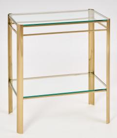 Two Tiered Bronze Side Table with Clear Glass Shelves France 1970s - 4587526