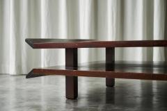 Two Tiered Pagoda Wabi Sabi Style Coffee Table in Wood and Bamboo 1970s - 4528684