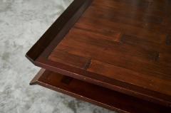 Two Tiered Pagoda Wabi Sabi Style Coffee Table in Wood and Bamboo 1970s - 4528690