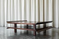 Two Tiered Pagoda Wabi Sabi Style Coffee Table in Wood and Bamboo 1970s - 4528691