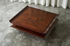 Two Tiered Pagoda Wabi Sabi Style Coffee Table in Wood and Bamboo 1970s - 4528693