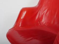 Two Yrjo Kukkapur red leather Junior chairs by Hami Finland c1960  - 3823052