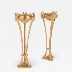 Two antique Neoclassical style gilt bronze tripod stands - 1898824
