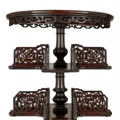 Two carved wood marble and onyx Chinese tables - 3416524