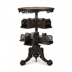 Two carved wood marble and onyx Chinese tables - 3416528