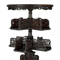 Two carved wood marble and onyx Chinese tables - 3416530